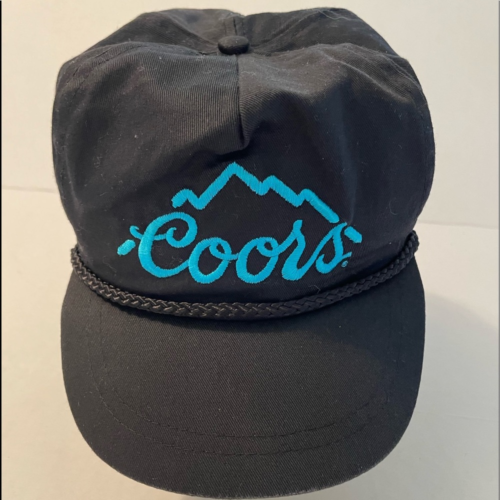 Vintage Neon Blue Logo With Mountains Black Rope Coors Hat 80s/90s Promotion